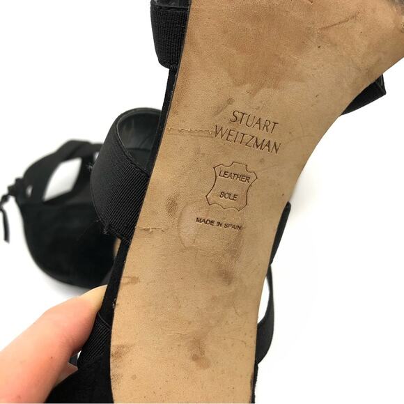 STUART WEITZMAN The Mummy Gladiator Sandal Heel Black Suede 9 - Picture 12 of 12